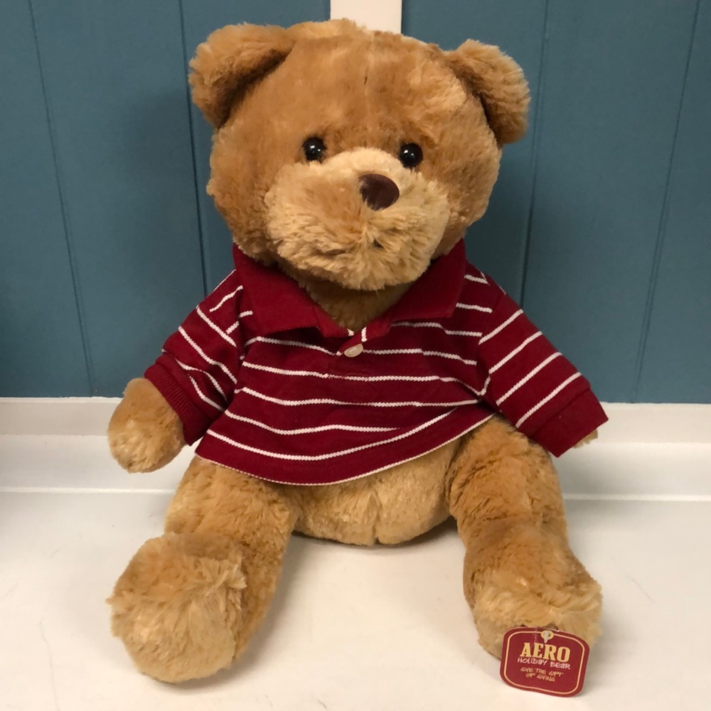 Aeropostale Aero Holiday Bear Plush Christmas Brown Bear Stuffed Animal Toy